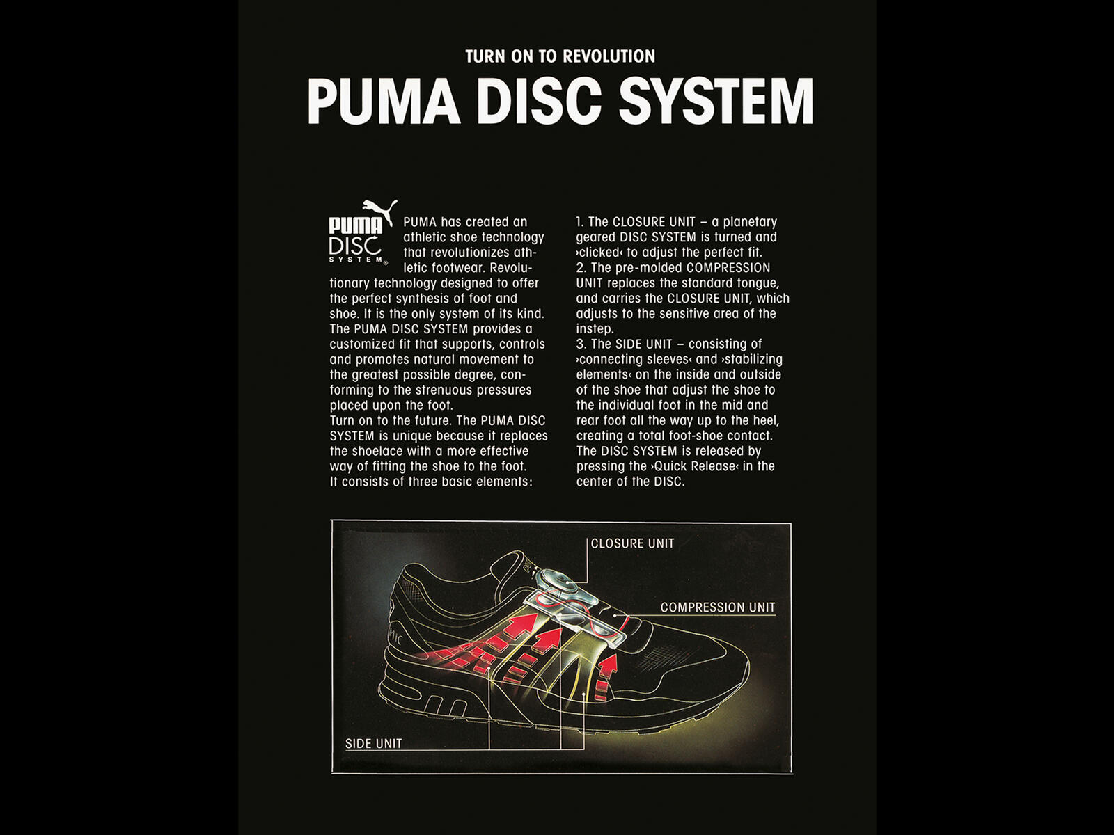 PUMA ad shoe with DISC system