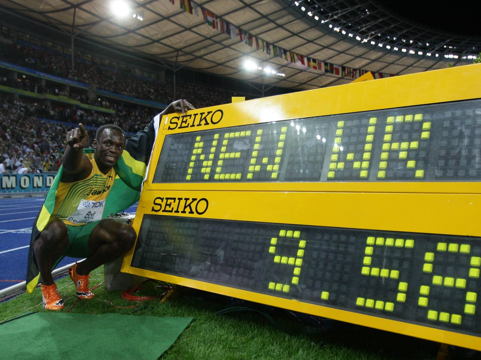Usain Bolt setting the world record