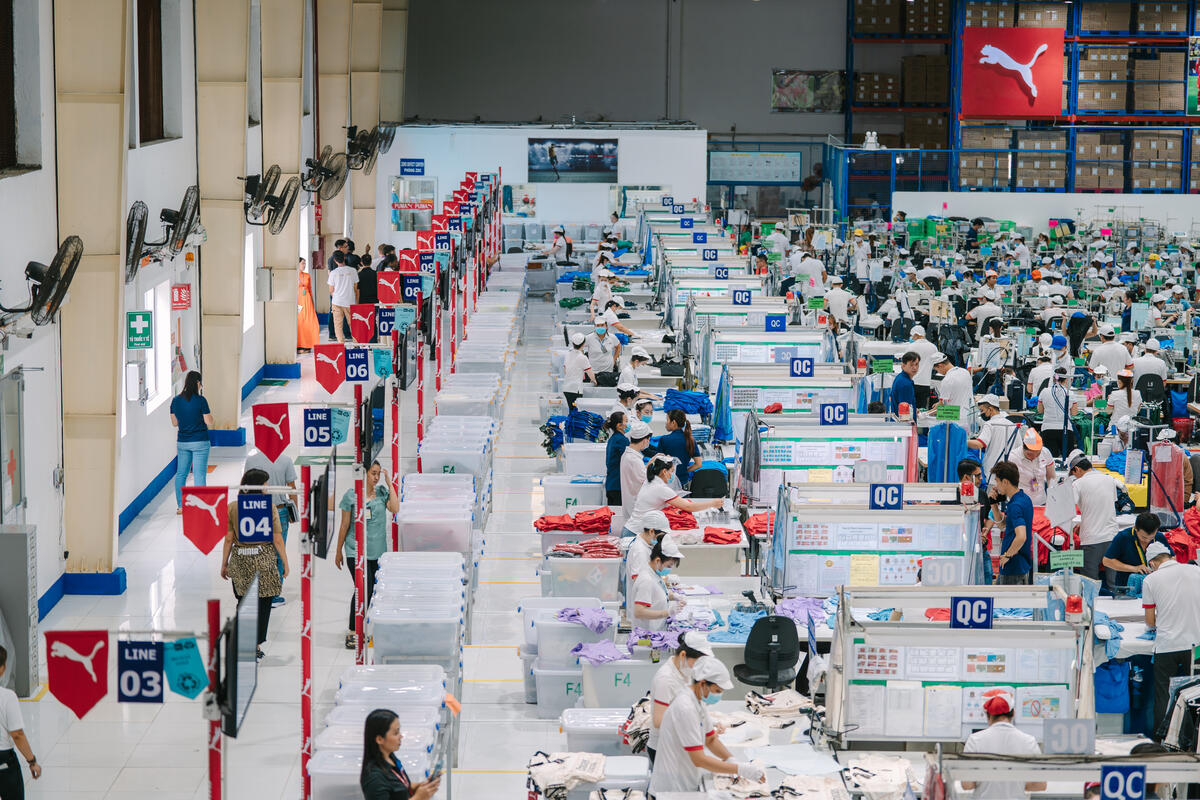 Inside of a factory making products for PUMA