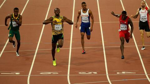 Usain Bolt und andere Sprinter laufen